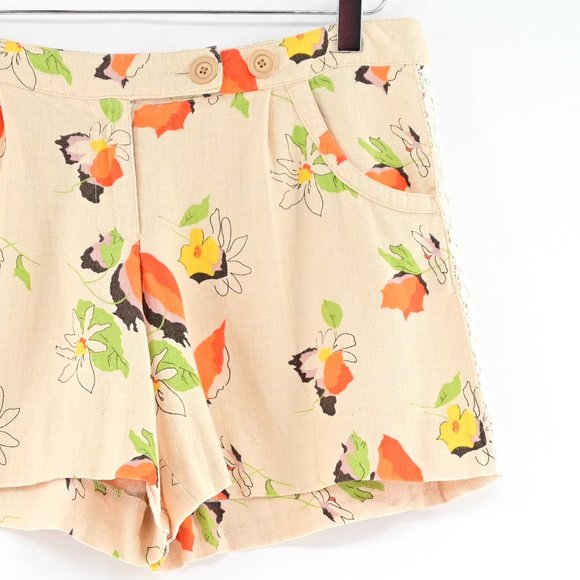 EASEL Floral Lace Accented Floral Shorts #S07 - Picture 3 of 7